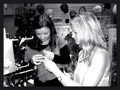 Styling one of the many guests at Fashion's Night Out