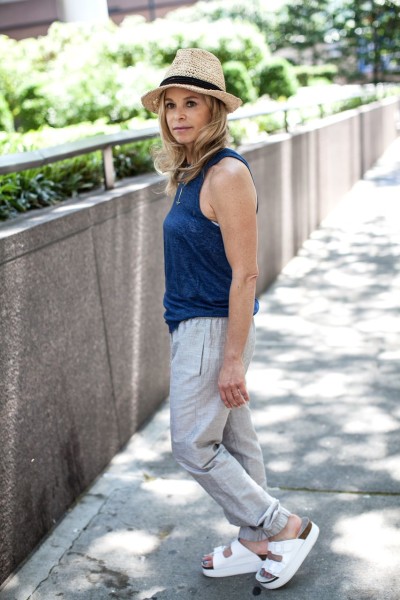 relaxed chambray tank top