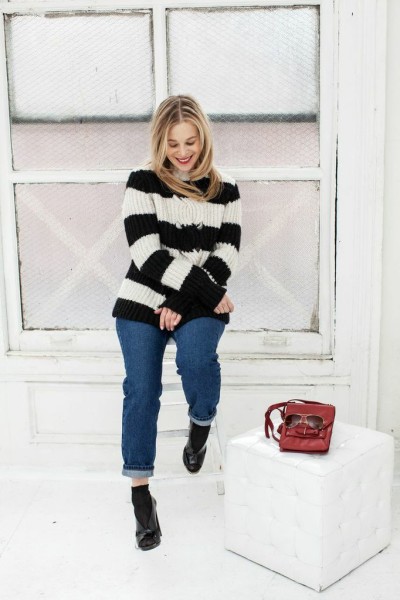 black and white striped sweater