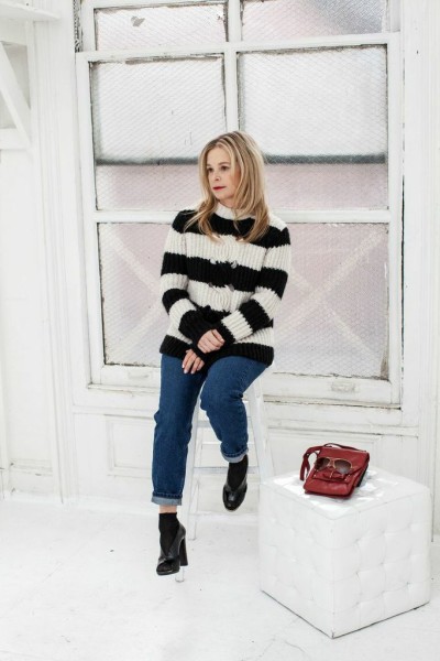 black and white sweater