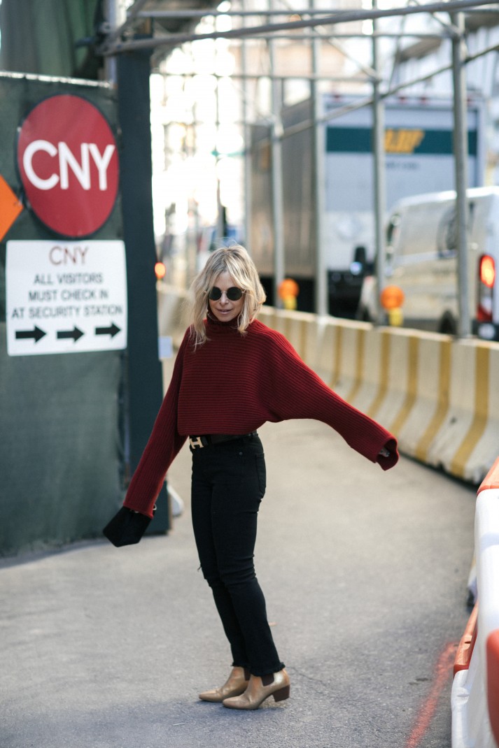 red cropped sweater 
